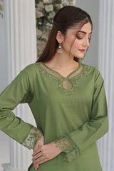 2-Piece Cutwork Embroidered Winter Wear in Light Khaddar