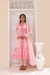Embroidered Lawn 3pc Outfit with Chiffon Dupatta