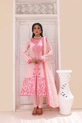 Embroidered Lawn 3pc Outfit with Chiffon Dupatta