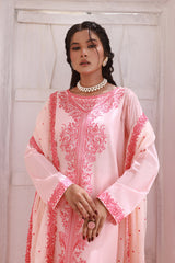 Embroidered Lawn 3pc Outfit with Chiffon Dupatta