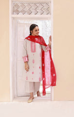 Elegant Embroidered Lawn 3pc Summer Outfit with Chiffon Dupatta