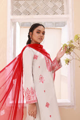 Elegant Embroidered Lawn 3pc Summer Outfit with Chiffon Dupatta