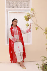 Elegant Embroidered Lawn 3pc Summer Outfit with Chiffon Dupatta