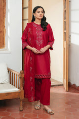 Elegant Embroidered Lawn 3-Piece Suit with Chiffon Dupatta