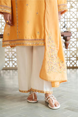 Elegant 3-Piece Embroidered Lawn Suit with Silk Dupatta