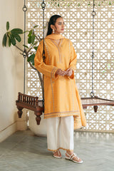 Elegant 3-Piece Embroidered Lawn Suit with Silk Dupatta