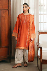 Elegant 3-Piece Embroidered Lawn Suit with Silk Dupatta