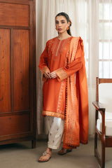 Elegant 3-Piece Embroidered Lawn Suit with Silk Dupatta