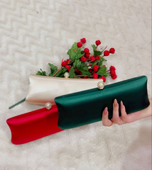 Afreen Green 04 Crystal-Clasp Evening Clutch