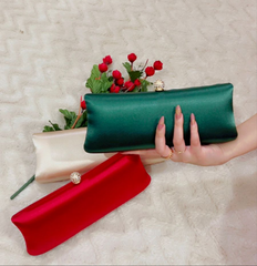 Afreen Green 04 Crystal-Clasp Evening Clutch