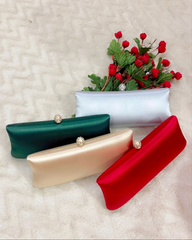 Afreen Green 04 Crystal-Clasp Evening Clutch