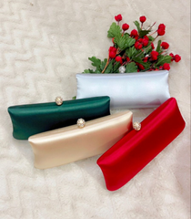 Afreen Deep Red 04 Crystal-Clasp Evening Clutch