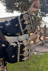 Luxurious Raw Silk 3pc Outfit with Zardozi & Tilla Embroidery