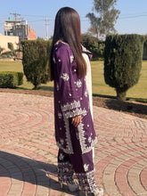 Elegant Cotton Silk 3pc Outfit with Embroidery, Pearls & Stone Work