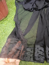 Black Premium Chiffon Dupatta with Pearl Embroidered Lace