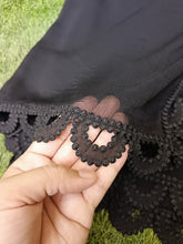 Black Chiffon Dupatta with Luxe Loop Lace Detailing – Premium Formal Wear