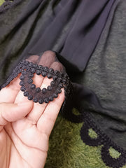 Black Chiffon Dupatta with Luxe Loop Lace Detailing – Premium Formal Wear