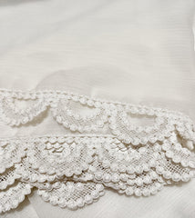 White Premium Chiffon Dupatta with Circle Cut Lace Border