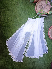 White Premium Chiffon Dupatta with Circle Cut Lace Border