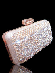 03-Hoor Gold Crystal Embellished Clutch – by AmmaraN