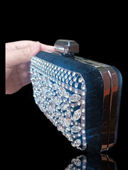 03-Hoor Black Crystal Embellished Clutch – by AmmaraN