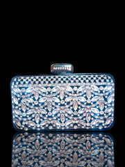 03-Hoor Black Crystal Embellished Clutch – by AmmaraN