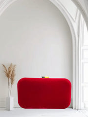 Dusk Red 013 Velvet Evening Clutch by AmmaraN