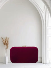 Dusk Maroon 013 Velvet Evening Clutch by AmmaraN