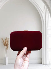 Dusk Maroon 013 Velvet Evening Clutch by AmmaraN