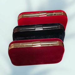 Dusk Black 013 Velvet Evening Clutch by AmmaraN