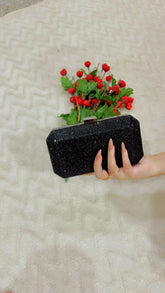 Mahveen Black Stone Embellished Statement Clutch 09 by AmmaraN