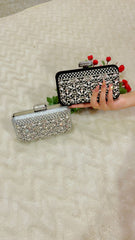 03-Hoor Black Crystal Embellished Clutch – by AmmaraN