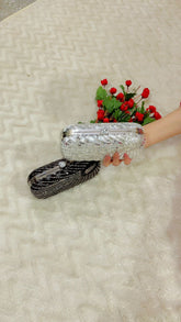 Shimmer Silver Handcrafted Luxury Clutch 010 by AmmaraN