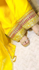 Luxury Raw Silk 3-Piece Suit – Handcrafted Detailing & Organza Dupatta