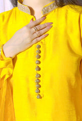 Luxury Raw Silk 3-Piece Suit – Handcrafted Detailing & Organza Dupatta