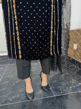 Zardozi Handwork Pure Velvet Black 3pc Outfit