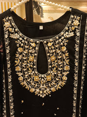 Premium 3pc Chiffon Outfit with Zardozi Handwork, Pearls & Embroidery