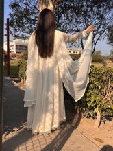 🤍 Off-White/Milky White Chiffon Floor-Length Frock – Pure Elegance for Eid & Celebrations