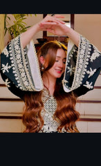 Luxurious Ari Work Embroidered Cotton Silk 3pc Outfit with Chiffon Dupatta