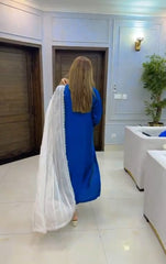 Premium 3pc Silk Outfit with Thread Cutwork Embroidery