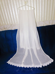 Milky White Chiffon Dupatta with Delicate Lace – A Timeless Elegance