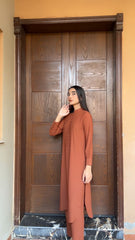 Terracotta Grace – Premium Solid Georgette 2-Piece Set