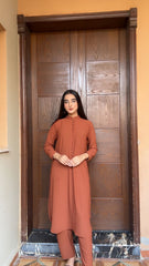 Terracotta Grace – Premium Solid Georgette 2-Piece Set