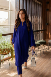 Azure Bloom Imported Georgette 2-Piece Set with Scallop Detailing