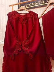 Luxury Raw Silk Cutwork 3-Piece Outfit