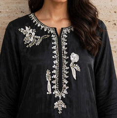 Midnight Noir – Black Sheesha Silk | Luxury Ready-to-Wear 3-Piece | Ammara N