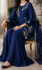 Royal Azure – Pure Silk 3-Piece | Luxury Ready-to-Wear | Ammara.N
