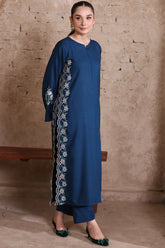 Royal Sapphire – Embroidered Dhanak Shirt Trouser | Ammara N Winter Collection