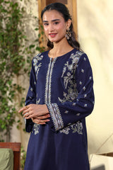 Navy Blue – Embroidered Dhanak Shirt Trouser | Ammara.N Winter Collection