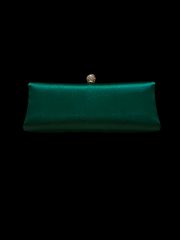 Afreen Green 04 Crystal-Clasp Evening Clutch